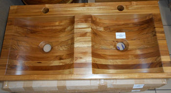 Vasque en Teck carrée double